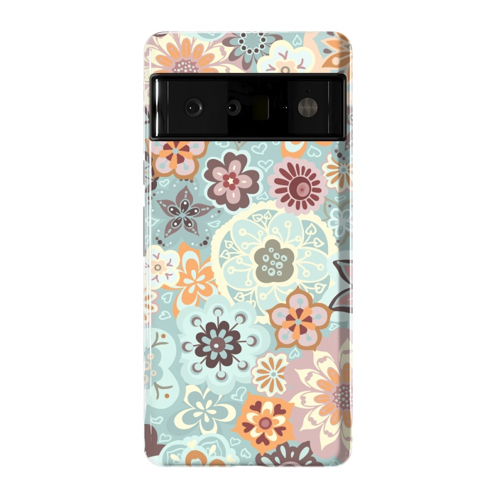 Pixel 6 Pro StrongFit Beautiful Bouquet of Blooms-Blue and Pink by Paula Ohreen