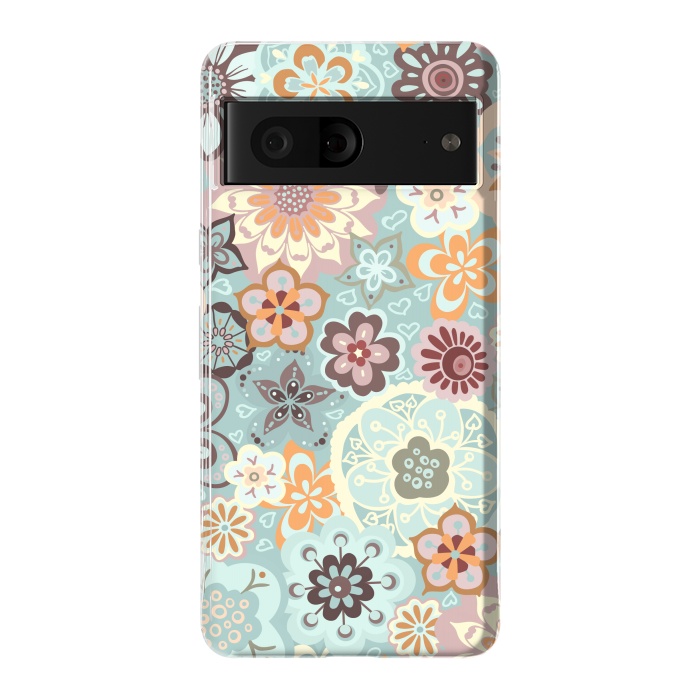Pixel 7 StrongFit Beautiful Bouquet of Blooms-Blue and Pink by Paula Ohreen