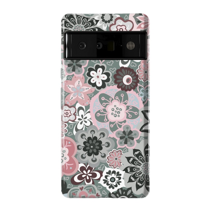 Pixel 6 Pro StrongFit Beautiful Bouquet of Blooms-Dark Grey and Pink by Paula Ohreen