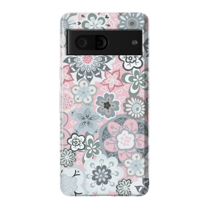 Pixel 7 StrongFit Beautiful Bouquet of Blooms-Light grey and pink by Paula Ohreen