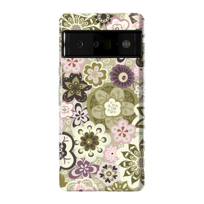 Pixel 6 Pro StrongFit Bouquet of Blooms-Green and Pink by Paula Ohreen