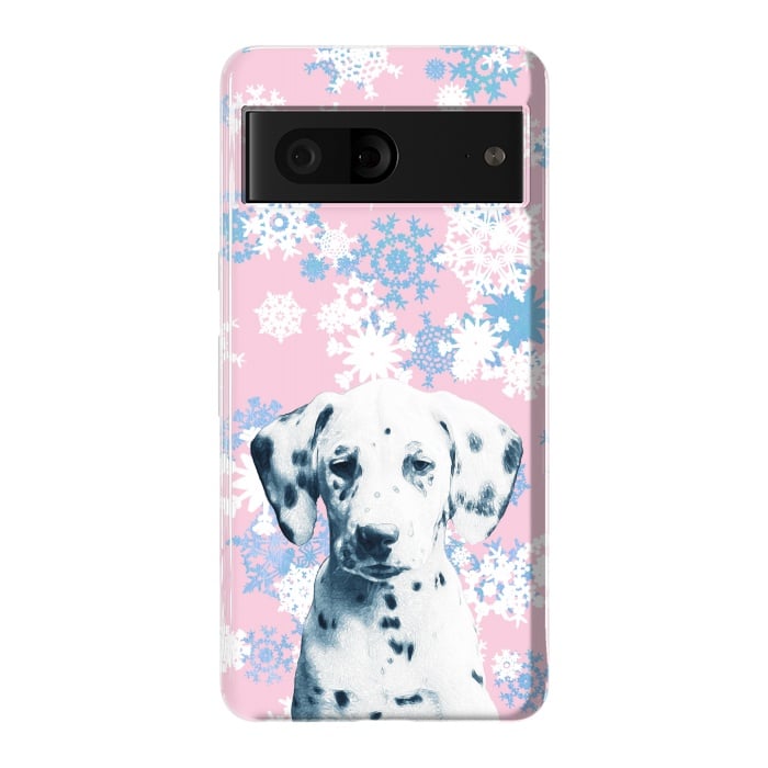 Pixel 7 StrongFit Pink blue dalmatian and snowflakes by Oana 