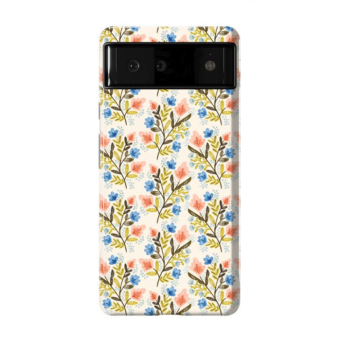 Pixel 6 StrongFit Peach and Blue Floral by Noonday Design