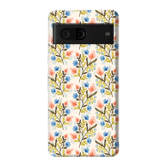 Pixel 7 StrongFit Peach and Blue Floral by Noonday Design