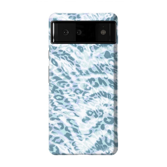 Pixel 6 StrongFit Baby blue brushed leopard print and tiger stripes by Oana 