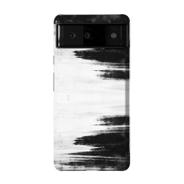 Pixel 6 StrongFit Black and white brushed marble by Oana 