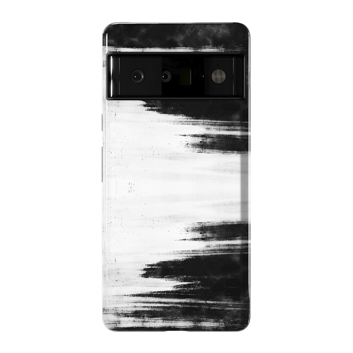 Pixel 6 Pro StrongFit Black and white brushed marble by Oana 