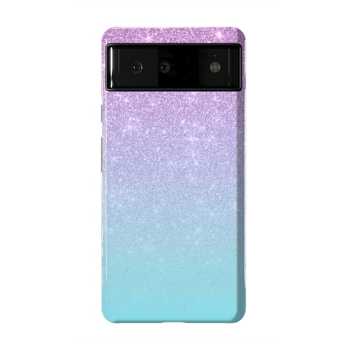Pixel 6 StrongFit Girly Purple Blue Glitter Ombre Gradient by Julie Erin Designs