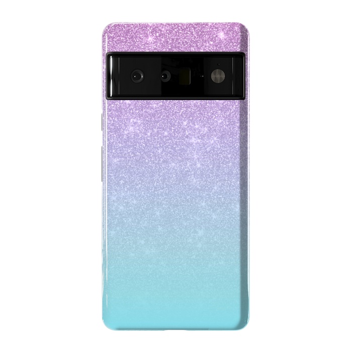 Pixel 6 Pro StrongFit Girly Purple Blue Glitter Ombre Gradient by Julie Erin Designs