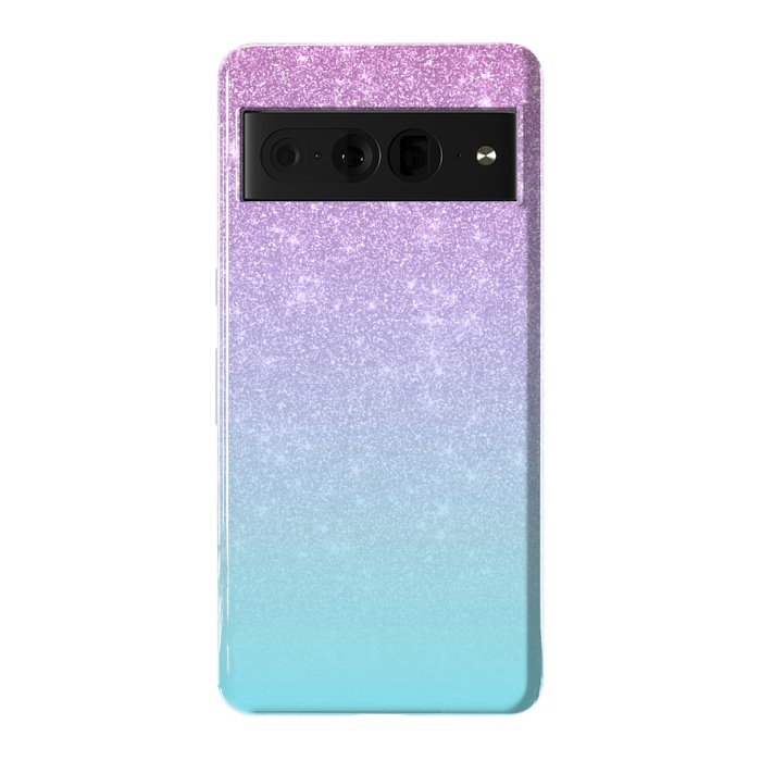 Pixel 7 Pro StrongFit Girly Purple Blue Glitter Ombre Gradient by Julie Erin Designs