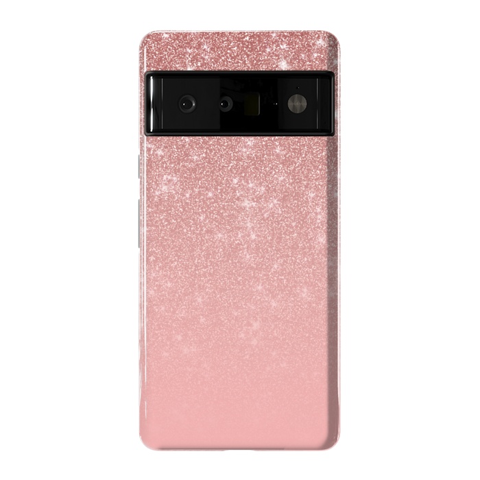 Pixel 6 Pro StrongFit Glam Rose Gold Glitter Ombre by Julie Erin Designs