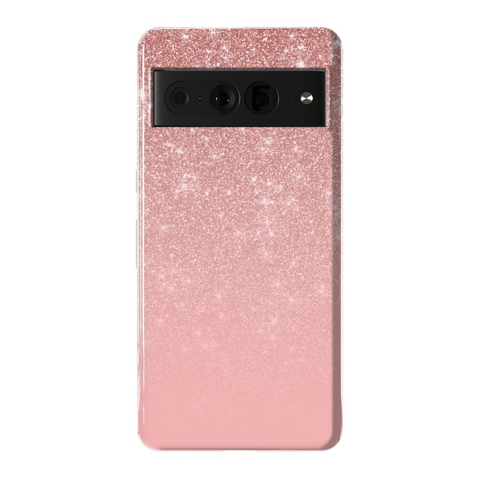 Pixel 7 Pro StrongFit Glam Rose Gold Glitter Ombre by Julie Erin Designs