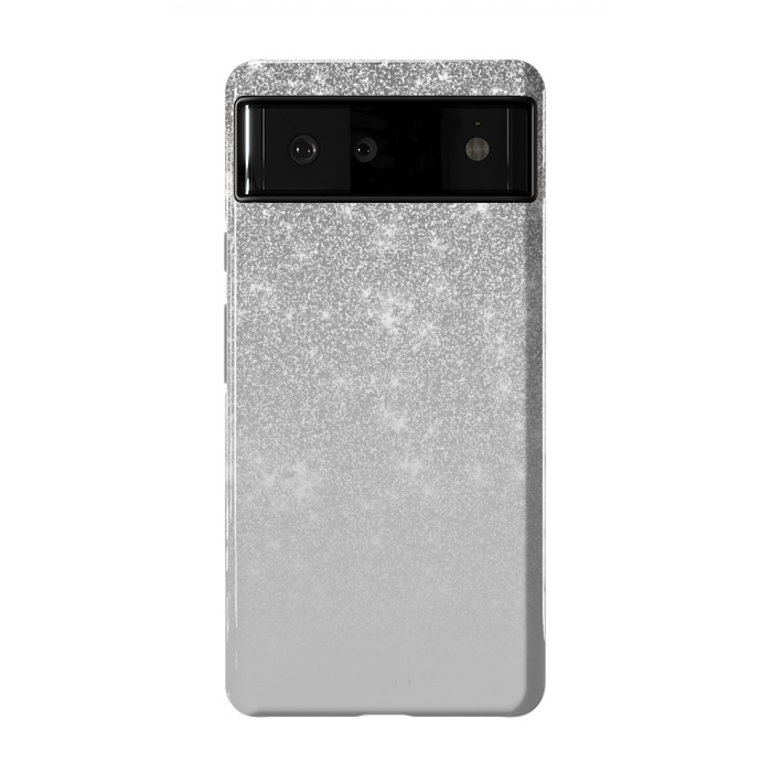 Pixel 6 StrongFit Glam Silver Glitter Grey Ombre Gradient by Julie Erin Designs