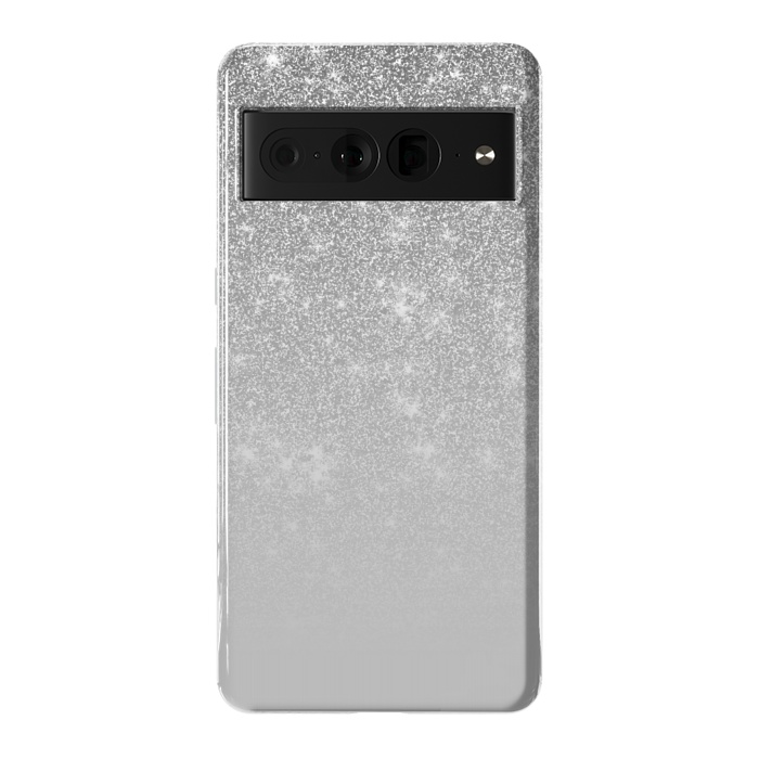 Pixel 7 Pro StrongFit Glam Silver Glitter Grey Ombre Gradient by Julie Erin Designs