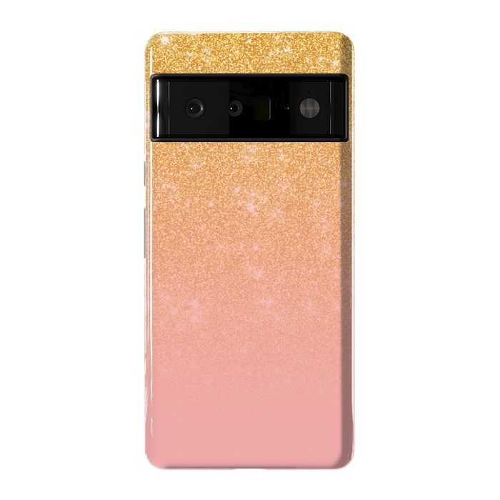 Pixel 6 Pro StrongFit Girly Gold and Pink Glitter Ombre Gradient by Julie Erin Designs