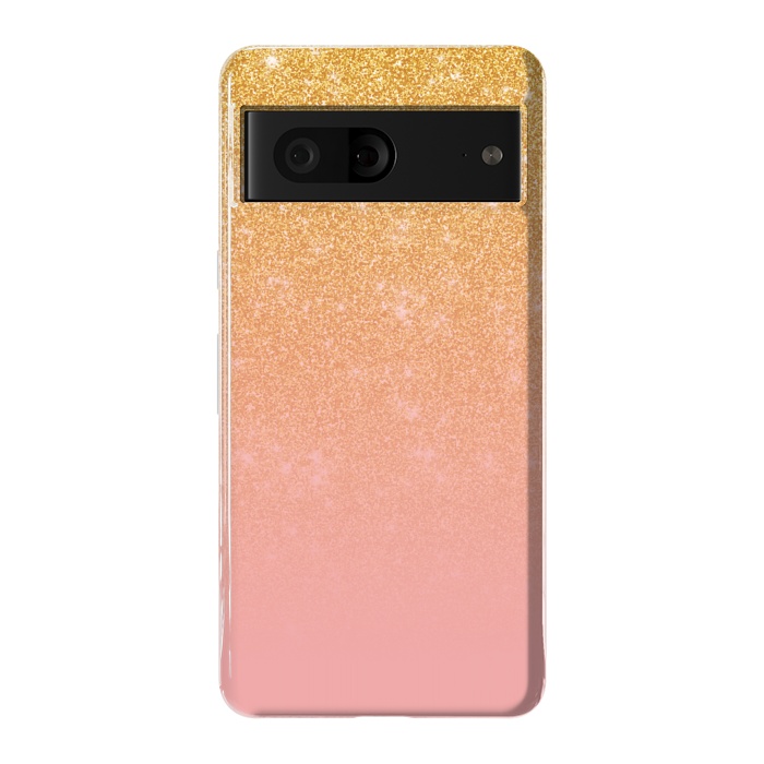 Pixel 7 StrongFit Girly Gold and Pink Glitter Ombre Gradient by Julie Erin Designs