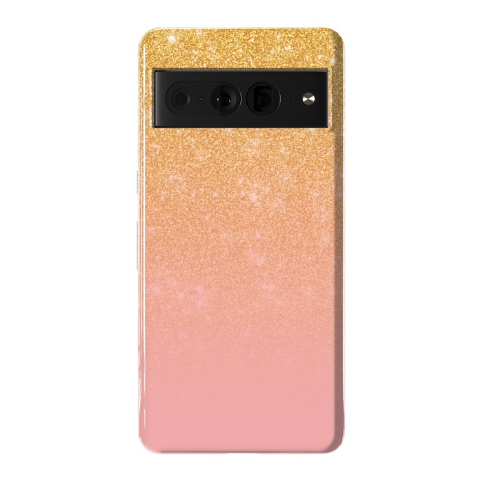 Pixel 7 Pro StrongFit Girly Gold and Pink Glitter Ombre Gradient by Julie Erin Designs