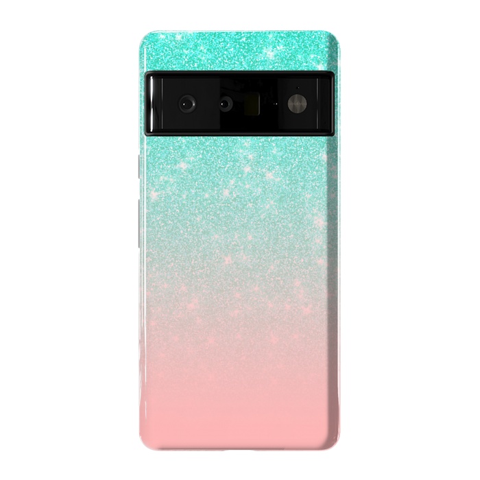 Pixel 6 Pro StrongFit Girly Pastel Blue Pink Glitter Ombre Gradient by Julie Erin Designs