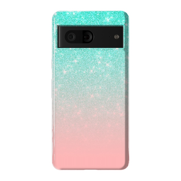 Pixel 7 StrongFit Girly Pastel Blue Pink Glitter Ombre Gradient by Julie Erin Designs