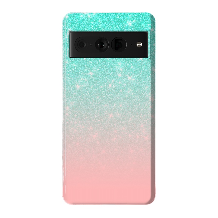 Pixel 7 Pro StrongFit Girly Pastel Blue Pink Glitter Ombre Gradient by Julie Erin Designs