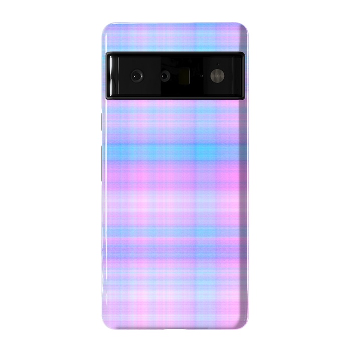 Pixel 6 Pro StrongFit Girly Pastel Plaid Blue Pink by Julie Erin Designs