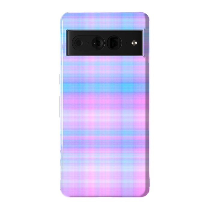 Pixel 7 Pro StrongFit Girly Pastel Plaid Blue Pink by Julie Erin Designs