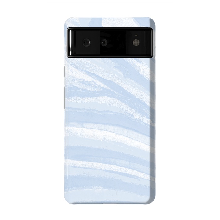 Pixel 6 StrongFit Baby blue pastel marble stripes by Oana 