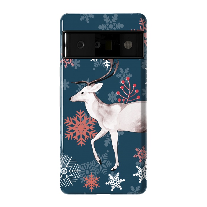 Pixel 6 Pro StrongFit Reindeer and snowflakes winter illustration by Oana 