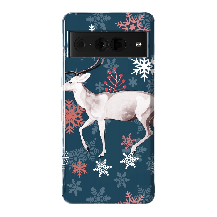 Pixel 7 Pro StrongFit Reindeer and snowflakes winter illustration by Oana 