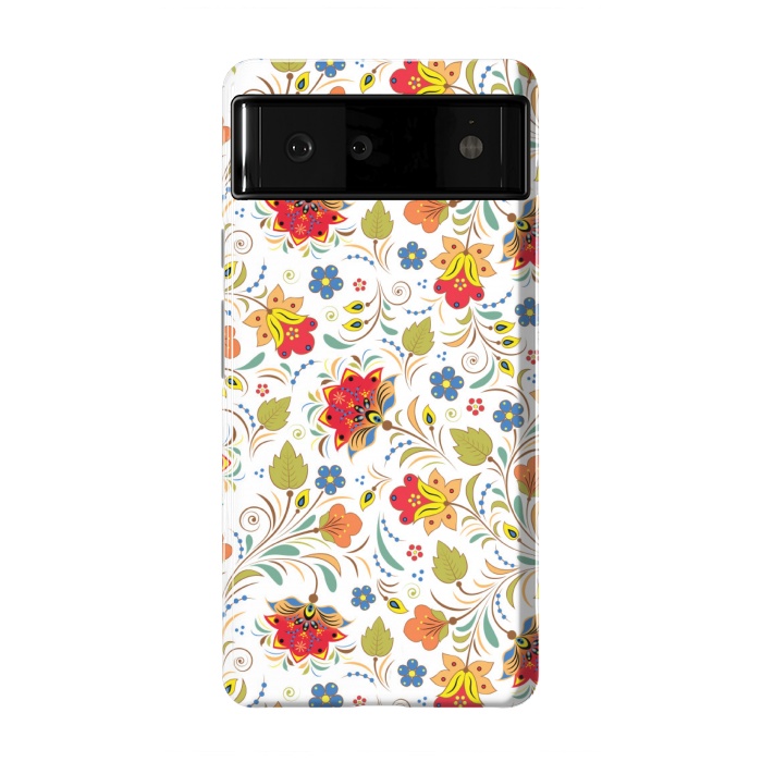 Pixel 6 StrongFit red yellow floral pattern by MALLIKA
