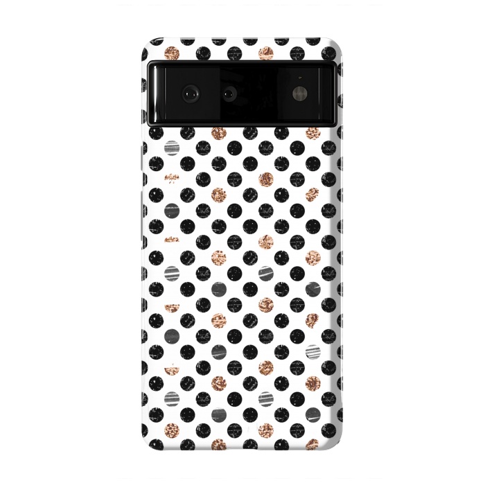 Pixel 6 StrongFit Ink and gold glitter polka dots by Oana 