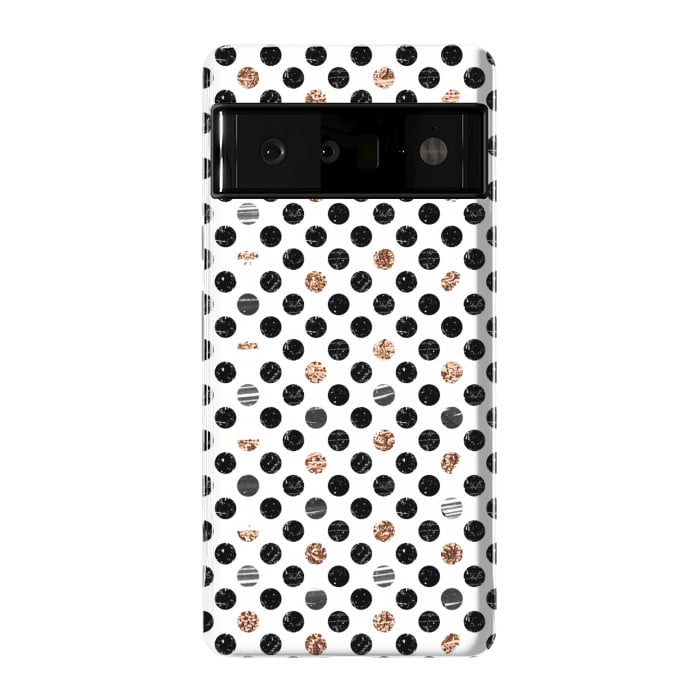 Pixel 6 Pro StrongFit Ink and gold glitter polka dots by Oana 