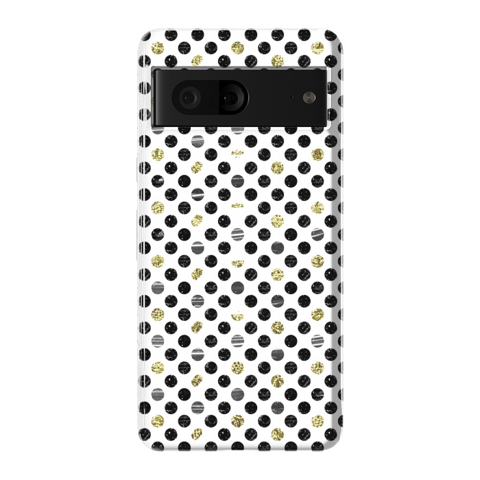 Pixel 7 StrongFit Ink and gold glitter polka dots by Oana 