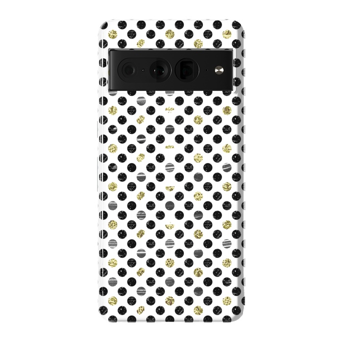 Pixel 7 Pro StrongFit Ink and gold glitter polka dots by Oana 