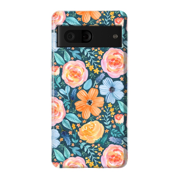 Pixel 7 StrongFit Bold Blooms on Dark Teal by Tangerine-Tane