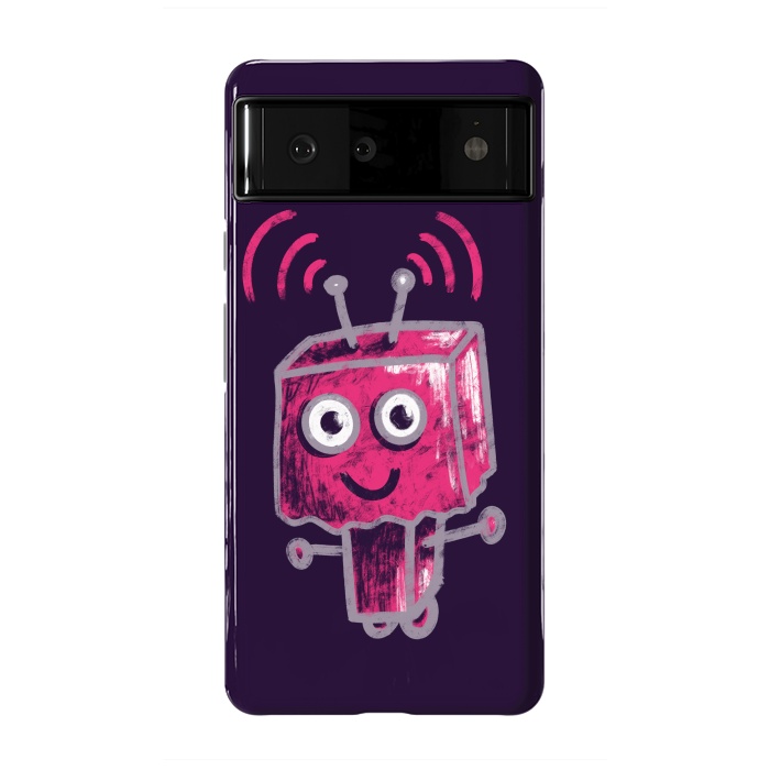 Pixel 6 StrongFit Cute Pink Robot With Paper Bag Head Kids by Boriana Giormova