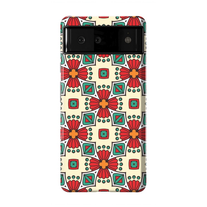 Pixel 6 StrongFit red floral print by MALLIKA