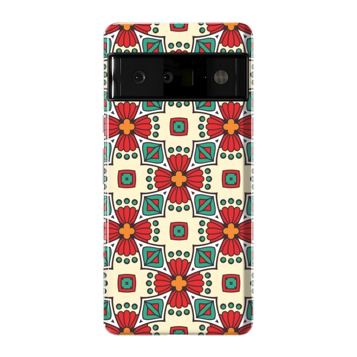 Pixel 6 Pro StrongFit red floral print by MALLIKA
