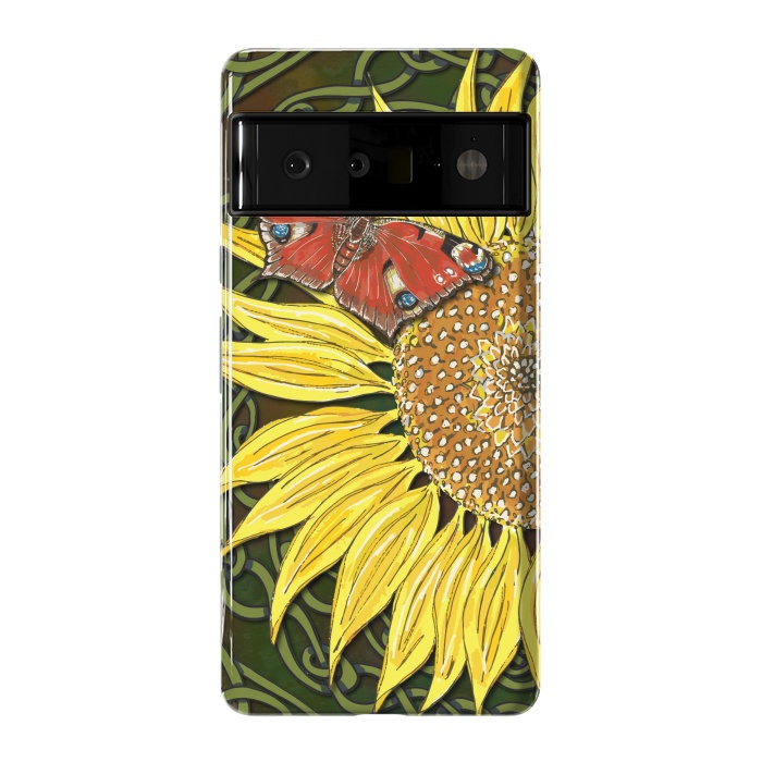 Pixel 6 Pro StrongFit Sunflower and Butterfly by Lotti Brown