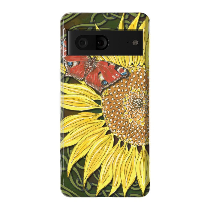 Pixel 7 StrongFit Sunflower and Butterfly by Lotti Brown