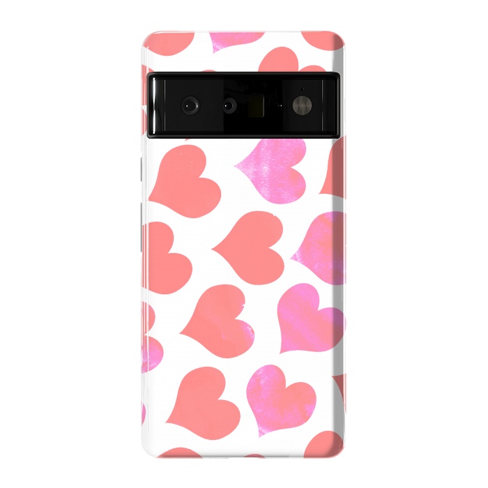 Pixel 6 Pro StrongFit Bold Red-Pink hearts by Oana 