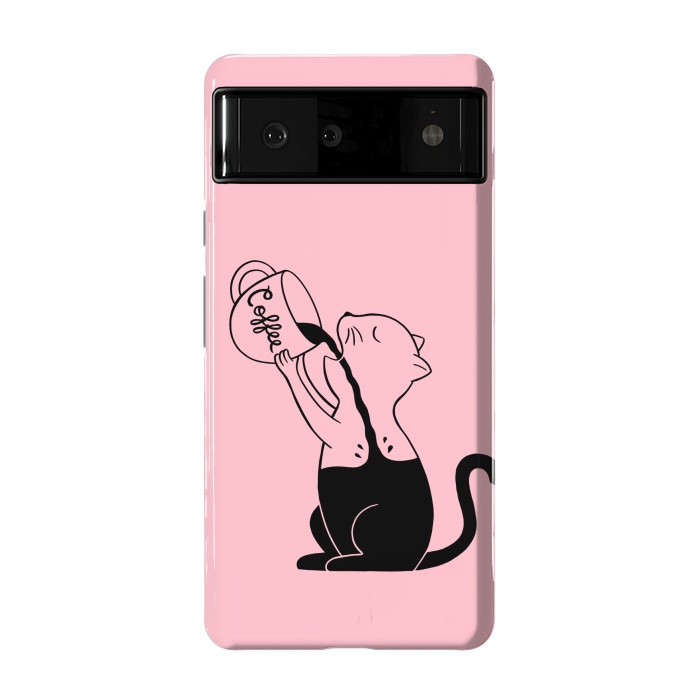 Pixel 6 StrongFit Cat full coffee Pink by Coffee Man