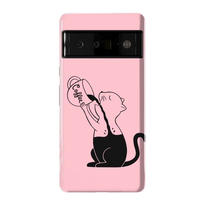 Pixel 6 Pro StrongFit Cat full coffee Pink by Coffee Man