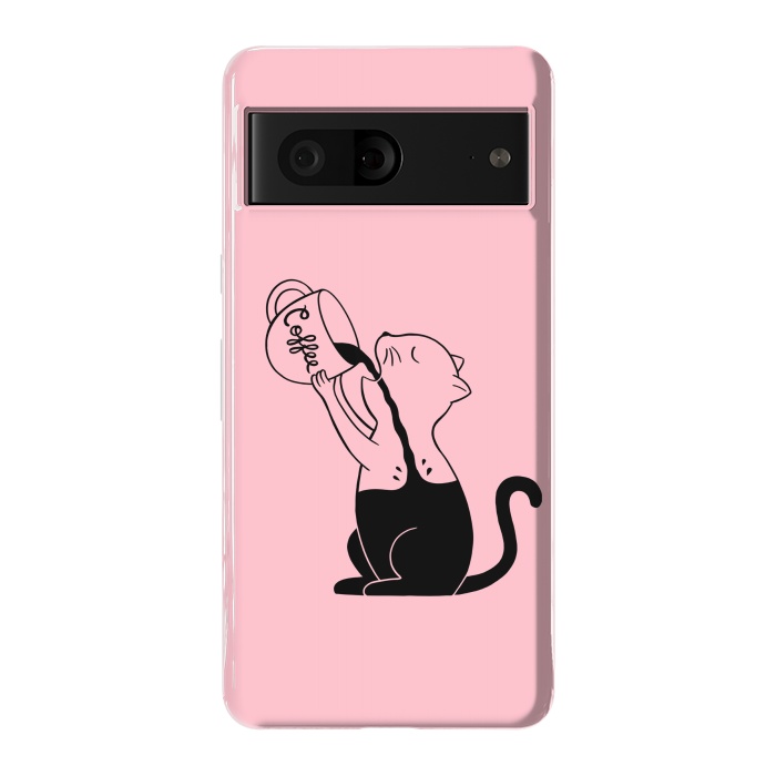 Pixel 7 StrongFit Cat full coffee Pink by Coffee Man