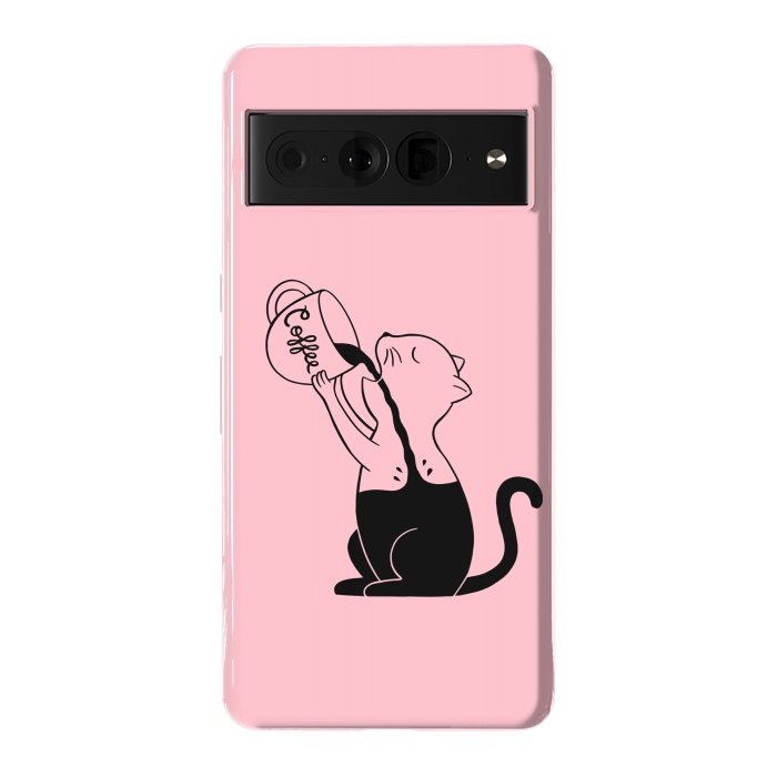 Pixel 7 Pro StrongFit Cat full coffee Pink by Coffee Man