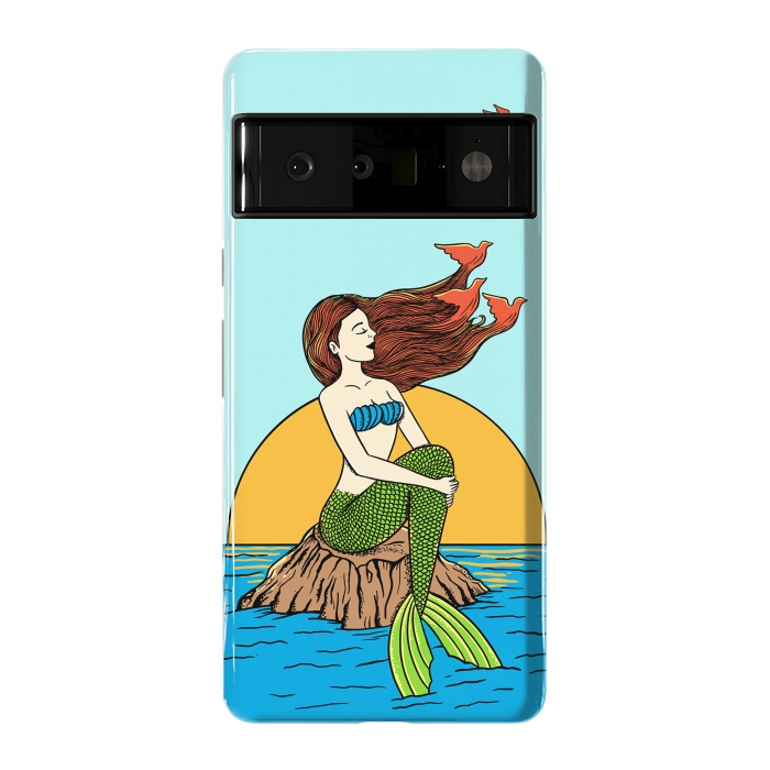 Pixel 6 Pro StrongFit Mermaid and birds by Coffee Man