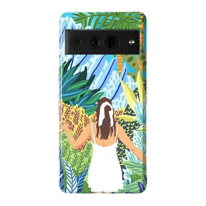 Pixel 7 Pro StrongFit Lost in the Jungle of Feelings | Forest Tropical Botanical Nature Plants Illustration by Uma Prabhakar Gokhale