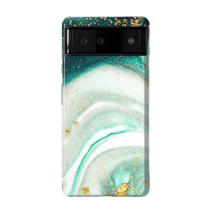 Pixel 6 StrongFit Green Marble Swirls and Agate Ripples by ArtsCase