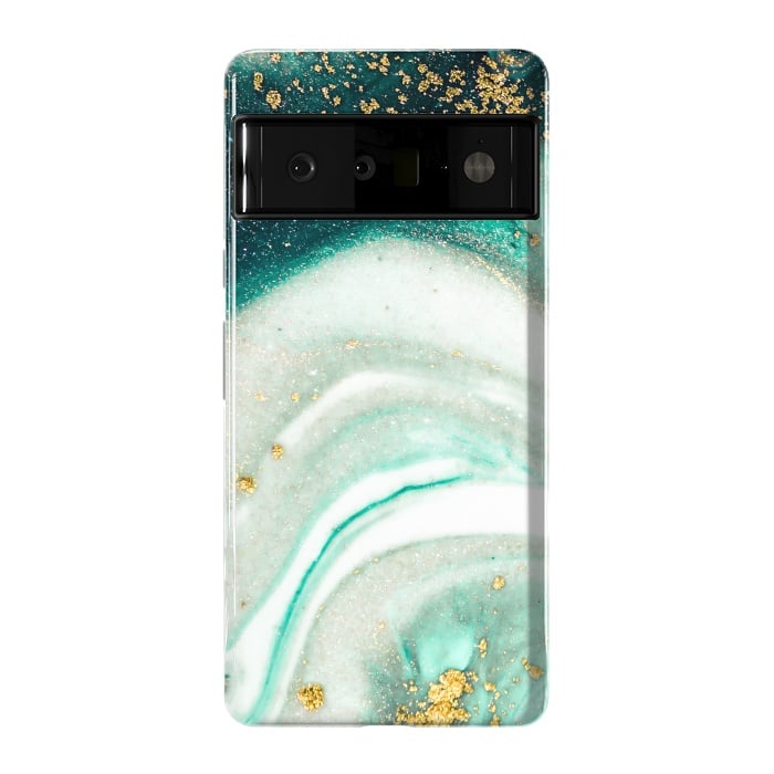 Pixel 6 Pro StrongFit Green Marble Swirls and Agate Ripples by ArtsCase