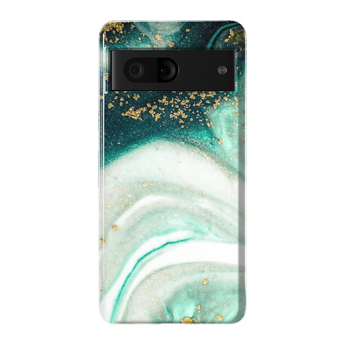 Pixel 7 StrongFit Green Marble Swirls and Agate Ripples by ArtsCase